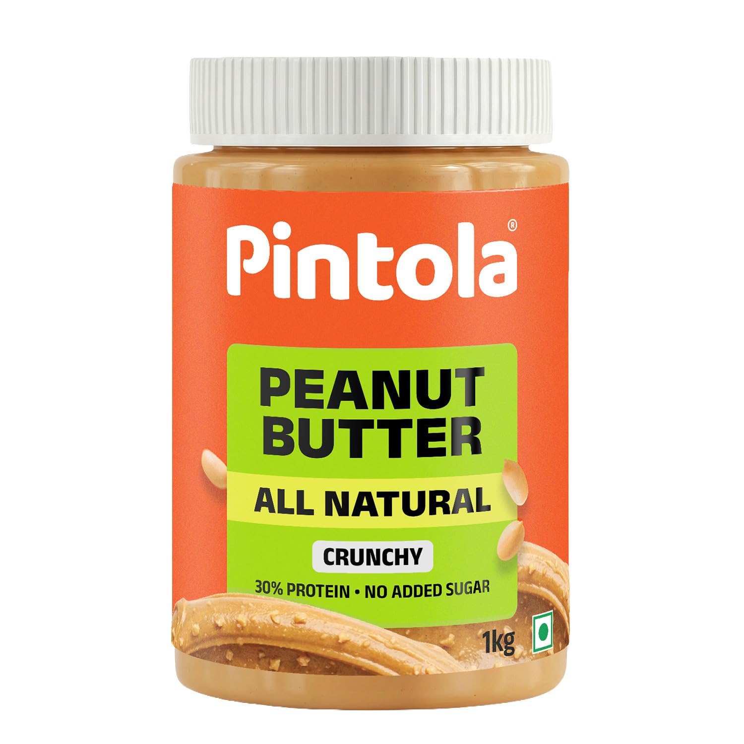 Pintola All Natural Peanut Butter, Crunchy (Unsweetened), 1kg