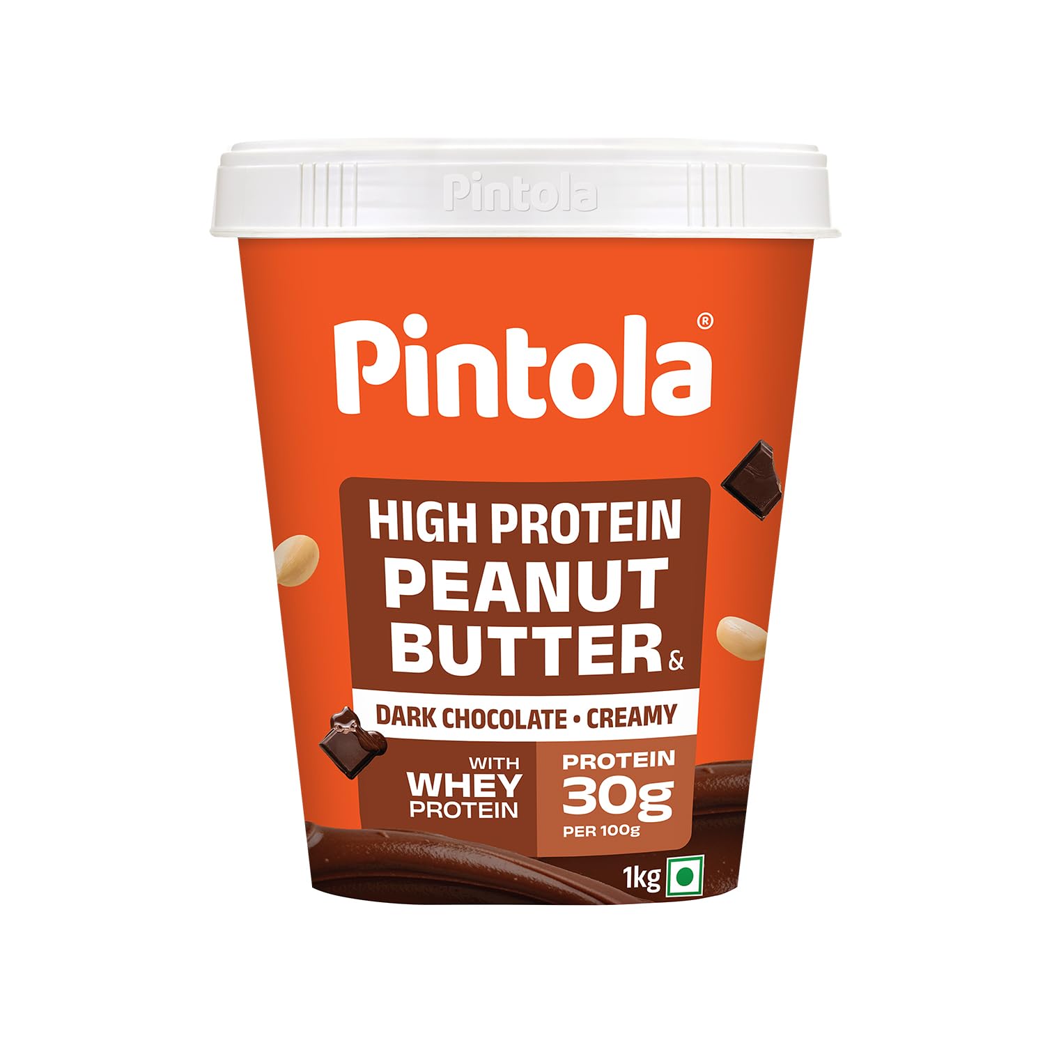 Pintola High Protein Peanut Butter, Dark Chocolate Creamy, 1kg